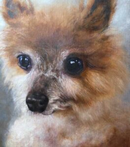 Chichi -fine art, hand painted, realistic multi-layer oil portraits of your beloved dog, reflecting their mood and personality