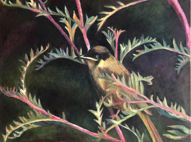 Honey eater - fine art, hand painted, realistic multi-layer traditional oil painting